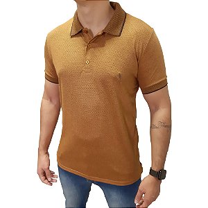 Polo em piquet maquinetada de viscose/poliéster cor amarelo coleção elegance arara