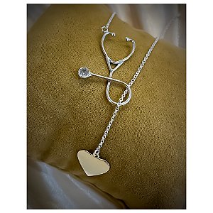 Colar Gravatinha Amor pela Medicina em prata 925