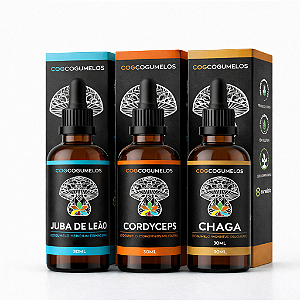 Kit Trio Presença - Juba de Leão - Cordyceps - Chaga