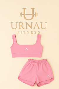 Conjunto short dupla rosa chiclete