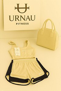 1 conjunto Short duplo NK- Off- White com detalhes preto - tamanho: 36/44.