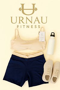 Conjunto de Top off White e short azul Marinho. Poliamida- Tamanho: 36/42