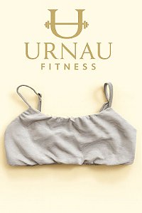 Top alça fina - off fom com gliter deliciado cinza - Tamanho: M