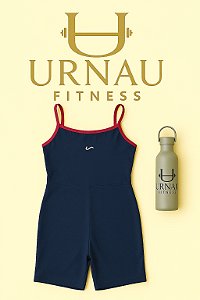 Macaquinho Azul marinho e alças lilás - Tamanho: 36/44