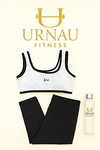 Conjunto de top e calça - Preto e branco - Tamanho: 38/44