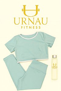 Conjunto de Croppet e calça verde menta com off white - Tamanho: 36/44