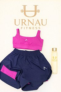Conjunto de top e short duplo - Rosa pink e azul - tamanho: 36/44
