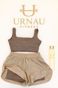 Conjunto Top e Short duplo- Bege e off white - Tamanho: M