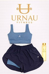 Conjunto de short duplo e top Petrolio e azul escuro -Tamanho: M