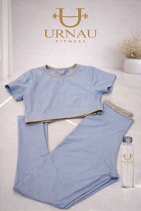 CONJUNTO DE TOP E CALÇA - azul bebê - TAMANHO: 38/44