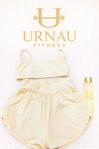 Conjunto de top e short com bolso, modelo curto- amarelo- tamanho: P/M -