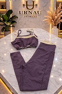 Conjunto de top e calça - Lilás com Off - Tamamho: 38/44-