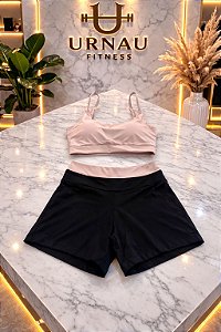 Conjunto de top e short - preto com off white - Tamaho; G