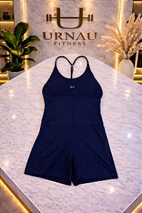 Macaquinho azul marinho - alças finas e decote nas costas - Tamanho: 38/44