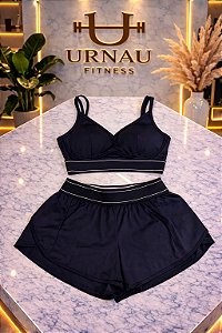 Conjunto de Top e Short- tecido gelado- Tamanho: P/M- Preto -