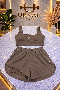 Conjunto de Top e Short Duplo- Capuccino/ areia - Tamanho: M