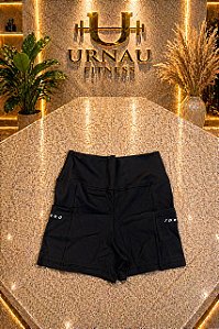 Short corredora com bolsos laterais- cumprido - Preto- tamanho: M