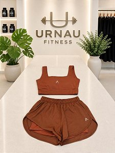 CONJUNTO DE TOP E SHORT DUPLO- chocolate - TAMANHO: G