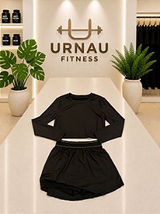 Conjunto de Blusa Poliamida com Saia/ Short - Preto- tamanho: P/ M-