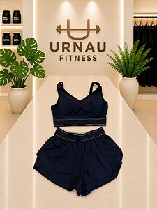 Conjunto de top e Short corredor - Azul marinho- tamanho: P/ M