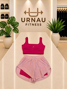 CONJUNTO DE TOP E SHORT DUPLO- Pink e Rosa bebê - TAMANHO: M