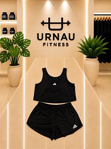 Conjunto Regata e short duplo - Poliamida AD - Preto - short duplo- 38/44