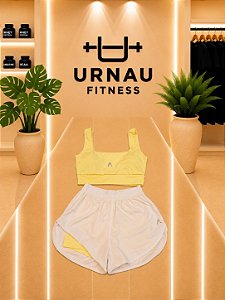 Conjunto top e short duplo - amarelo manteiga- Tamanho: G