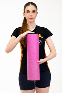 Rolo Massagem Liberação Miofascial Em EVA 45x12cm Rosa DF1065 Dafoca Sports