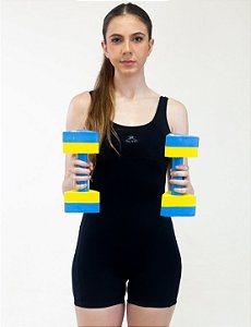 Par de Halteres Hidroginástica 100% EVA DF1091 P 1 à 2kg Azul/Amarelo Dafoca Sports
