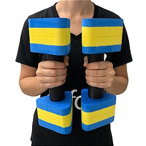 Par de Halteres Em EVA 2 A 3 Kg DF4012-AZ Azul/Amarelo Dafoca Sports