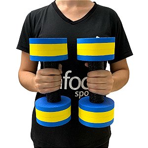 Halter de Hidroginástica Redondo em EVA DF4015-AZ 1-2Kg Azul/Amarelo Dafoca Sports