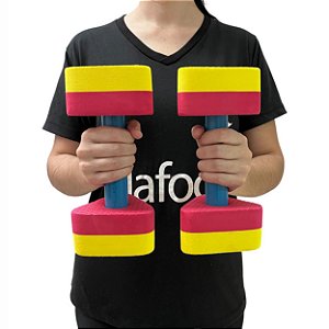 Par Halteres Aquáticos Hidroginástica em EVA DF1104-AM 1 à 2kg Amarelo e Vermelho Dafoca Sports