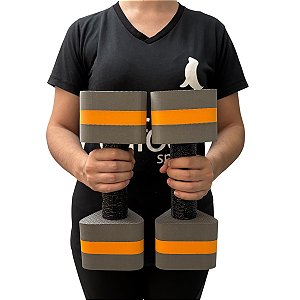 Par de Halteres Hidroginástica Em EVA 2 A 3 Kg DF4012-CZ Cinza/Laranja Dafoca Sports