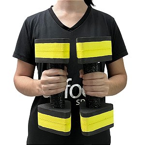 Par de Halteres Hidroginástica Em EVA 1 A 2 Kg DF4011-BK Preto/Amarelo Dafoca Sports