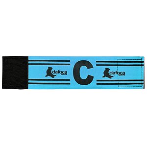 Faixa Braçadeira de Capitão Infantil Ajustável Azul Claro e Preto Dafoca Sports
