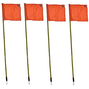 Kit 4 Bandeiras De Escanteio Em PVC Com Mola Futebol Laranja Dafoca Sports