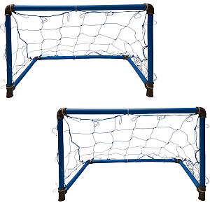 Par de Traves Golzinhos de Treinamento Futebol Azul Com Rede Dafoca Sports