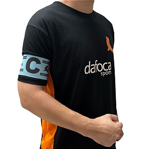 Faixa Braçadeira de Capitão Adulto Ajustável Azul Claro e Preto Dafoca Sports