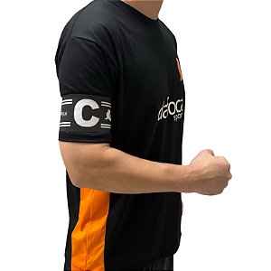 Faixa Braçadeira de Capitão Adulto Ajustável Preto e Branco Dafoca Sports