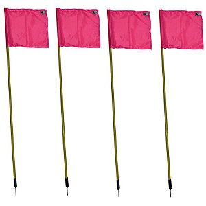 Kit 4 Bandeiras De Escanteio Em PVC Com Mola Futebol Rosa Dafoca Sports