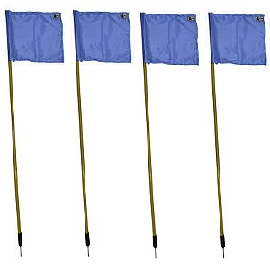 Kit 4 Bandeiras De Escanteio Em PVC Com Mola Futebol Azul Dafoca Sports
