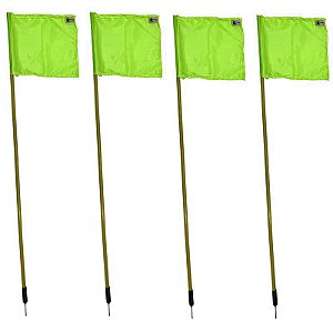 Kit 4 Bandeiras De Escanteio Em PVC Com Mola Futebol Verde Limão Dafoca Sports