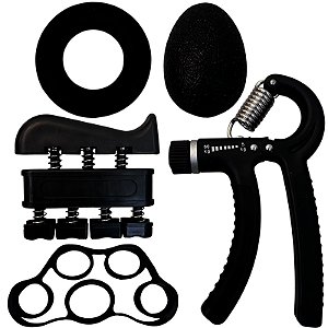 Kit 5 Hand Grips Exercícios Aperto Dedos Mãos Punho Para Fisioterapia Preto Liftness Dafoca Sports