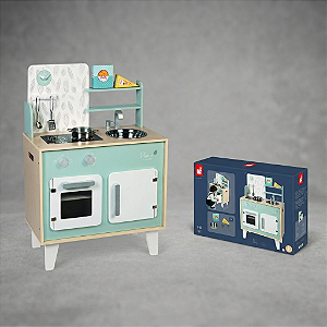 Cozinha Infantil de Madeira Macaron Azul Janod Completa com Acessórios e Som