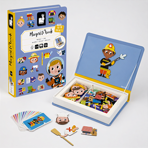 Livro Magnético Profissões Janod Magneti'Book Educativo Infantil com 48 Peças Magnéticas