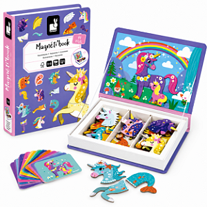 Livro Magnético Unicórnio Janod Magneti'Book Educativo Infantil com 44 Peças Magnéticas