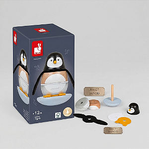 Pinguim De Empilhar Em Madeira Janod Brinquedo Didático Infantil
