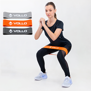 Kit Mini Band em Nylon para Pilates e Fisioterapia 3 Níveis VP1007 Vollo Sports