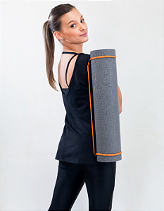 Tapete Yoga Pilates Cinza 4mm PVC Antiderrapante Com Alça Transporte VP1038 Vollo Sports