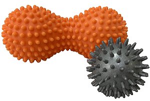 Conjunto Rolo e Bola Massagem Vollo VP1059 Cinza e Laranja